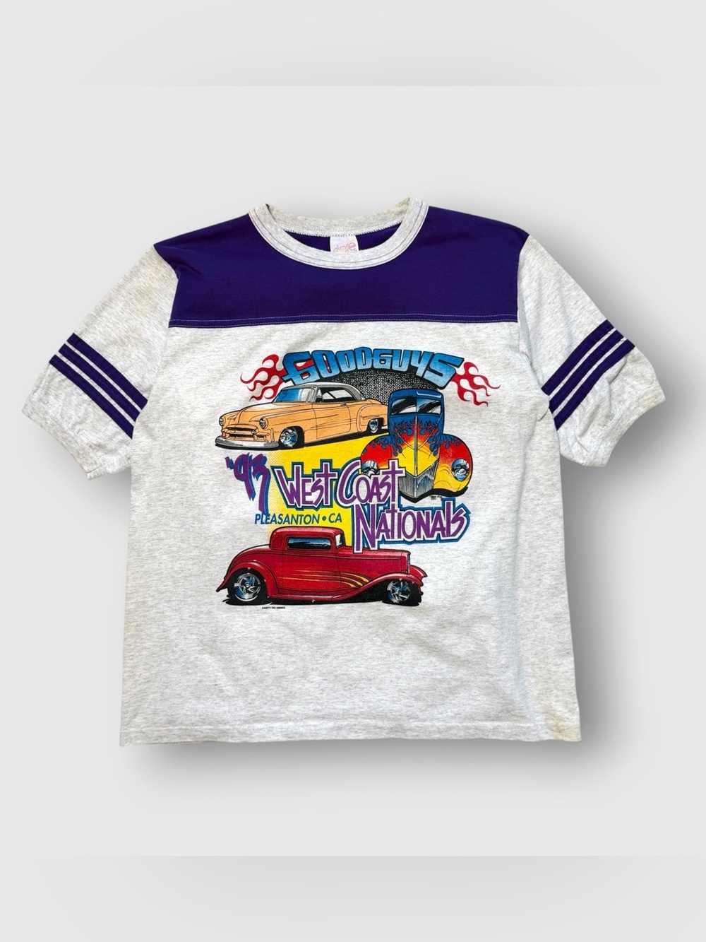 Vintage 1993 Good Guys West Coast Nationals Ringer Shirt, Alore 80s 90s Hot Rod